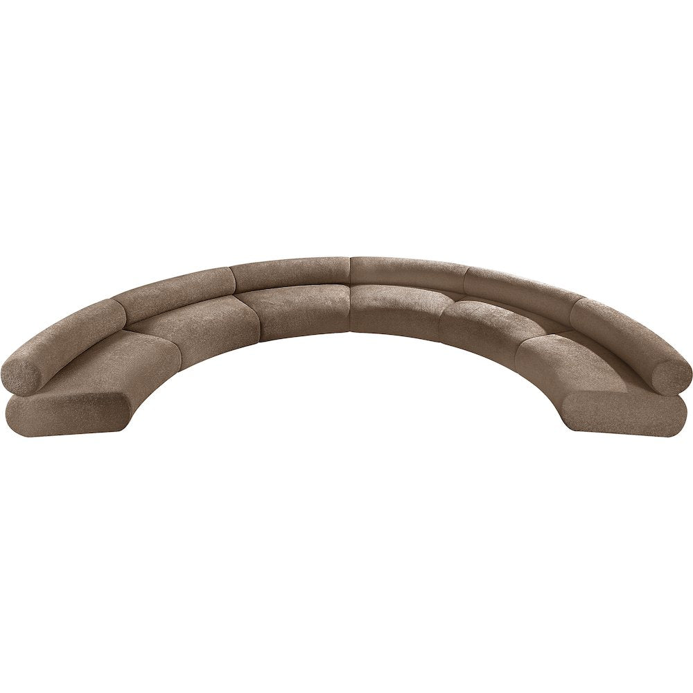 Bale 202" Brown Chenille Fabric Upholstered 6 pc. Modular Sectional