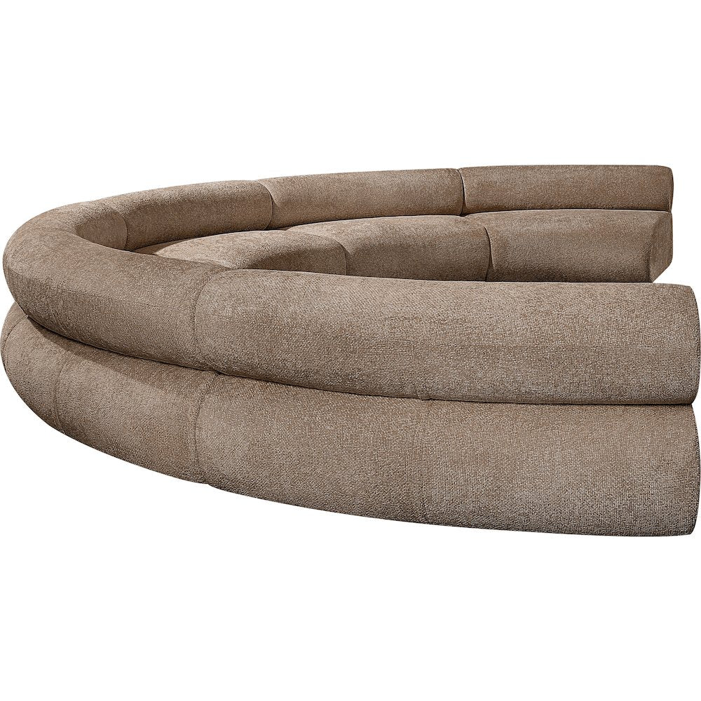 Bale 202" Brown Chenille Fabric Upholstered 6 pc. Modular Sectional