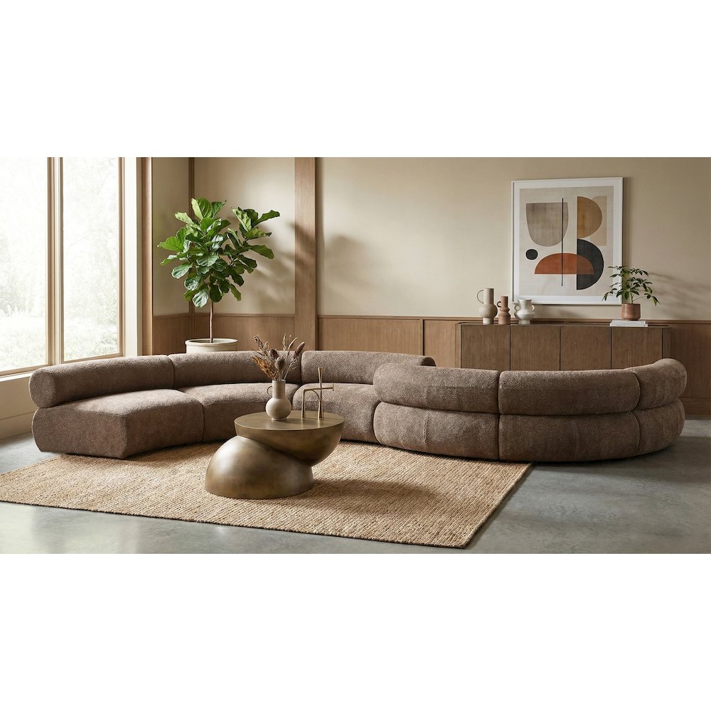 Bale 280" Brown Chenille Fabric Upholstered 6 pc. Modular Sectional