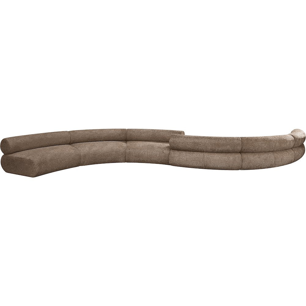 Bale 280" Brown Chenille Fabric Upholstered 6 pc. Modular Sectional