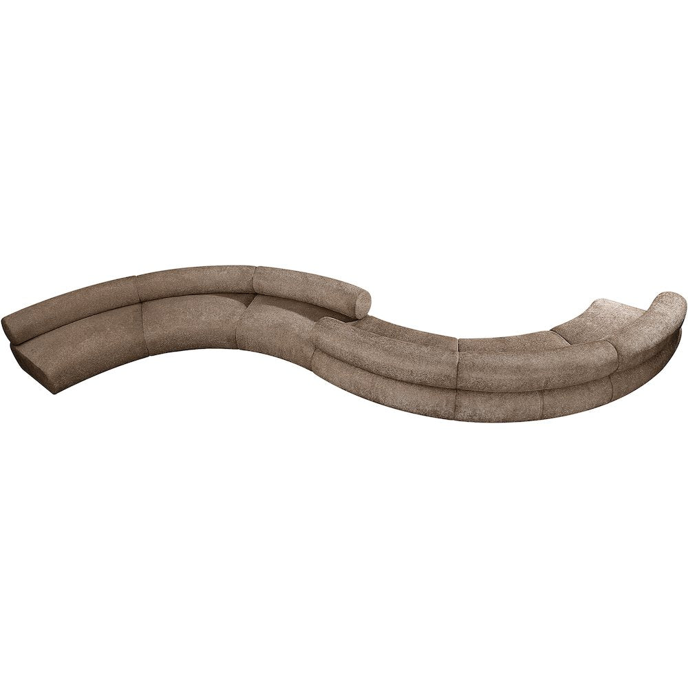 Bale 280" Brown Chenille Fabric Upholstered 6 pc. Modular Sectional