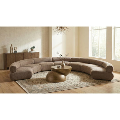 Bale 202" Brown Chenille Fabric Upholstered 7 pc. Modular Sectional