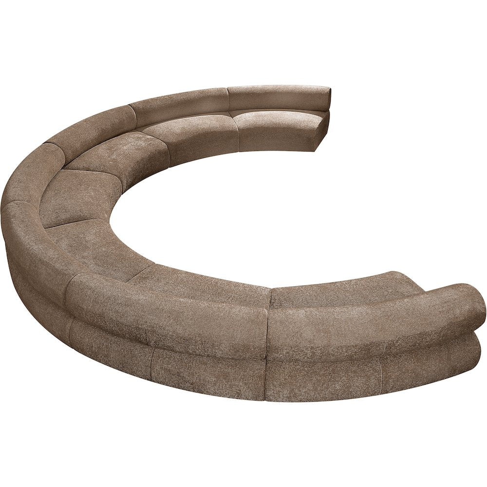 Bale 202" Brown Chenille Fabric Upholstered 7 pc. Modular Sectional