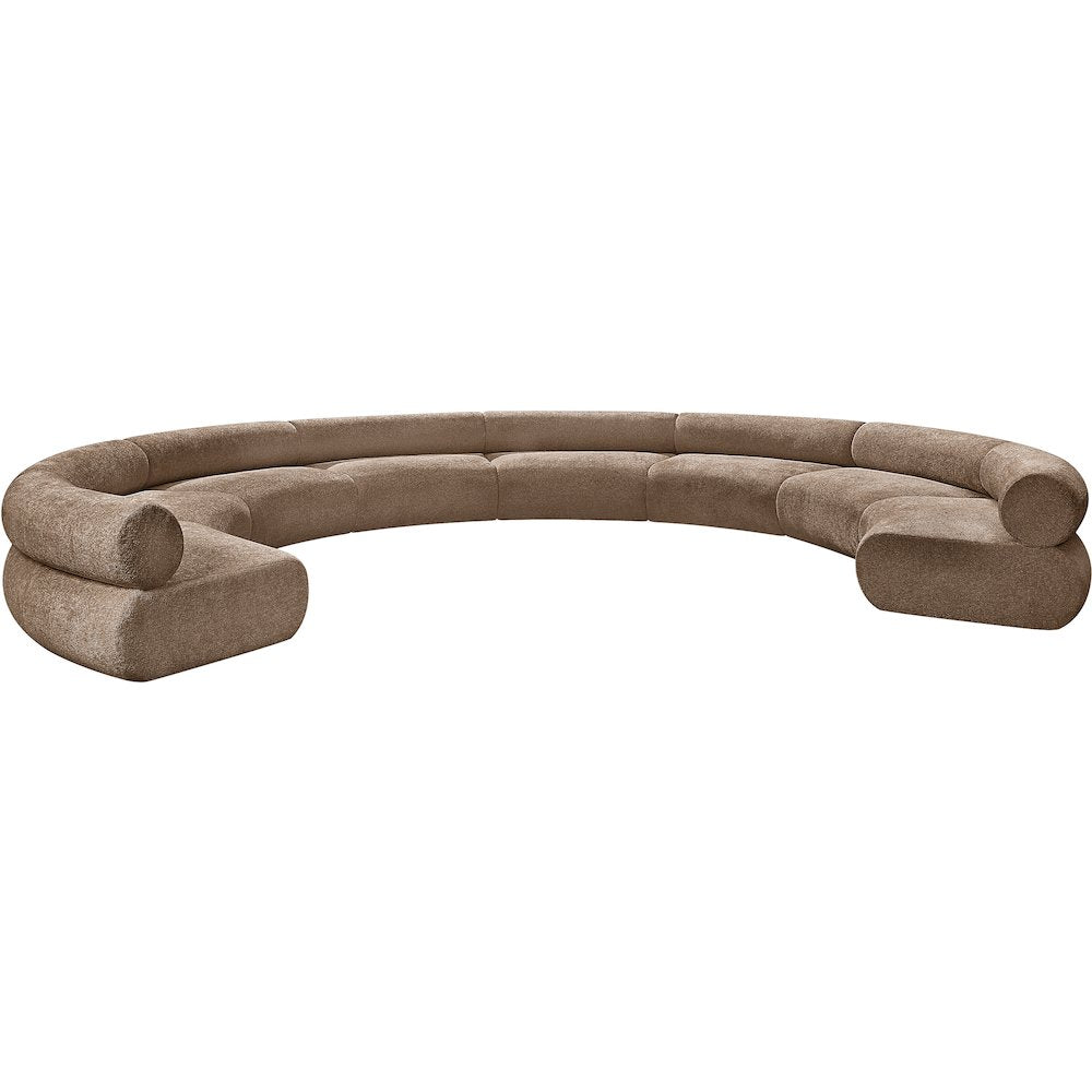 Bale 202" Brown Chenille Fabric Upholstered 8 pc. Modular Sectional