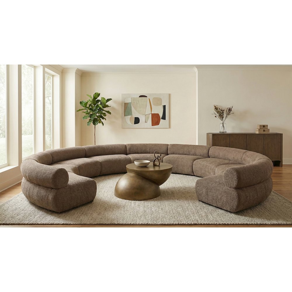 Bale 202" Brown Chenille Fabric Upholstered 9 pc. Modular Sectional
