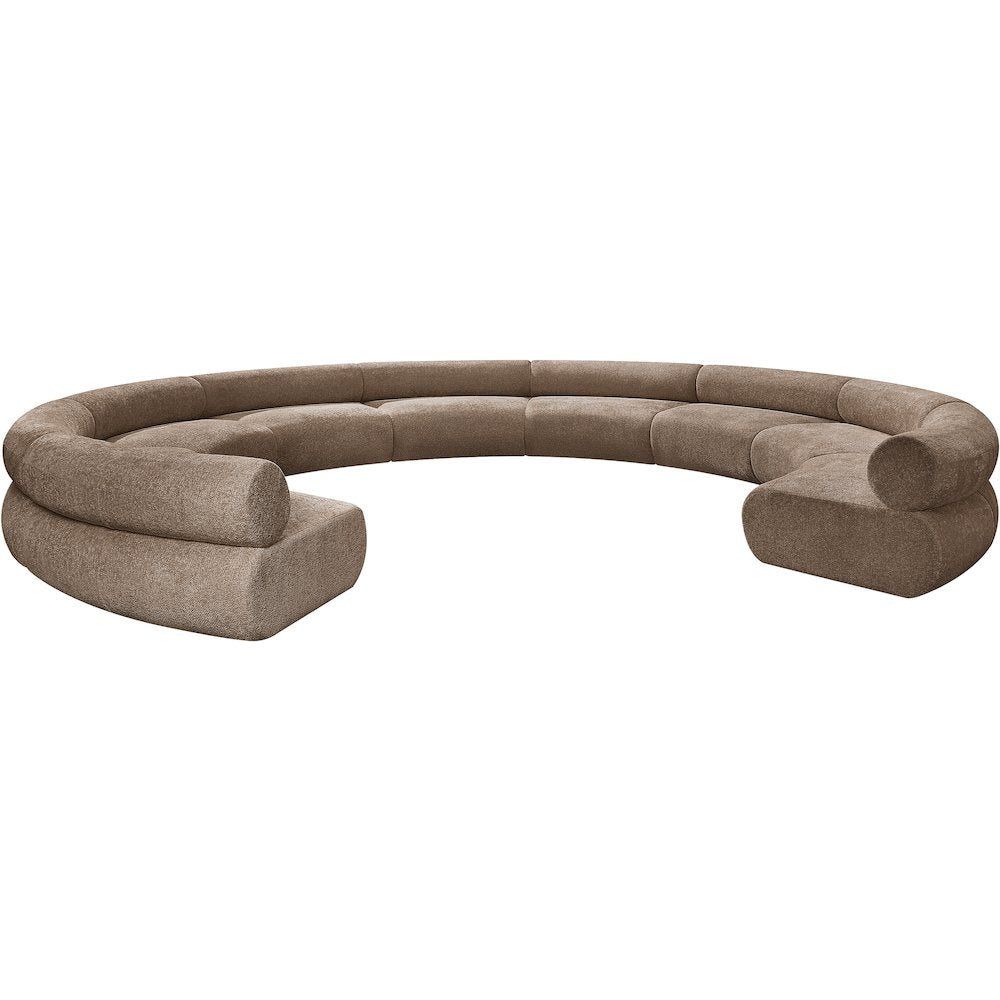 Bale 202" Brown Chenille Fabric Upholstered 9 pc. Modular Sectional
