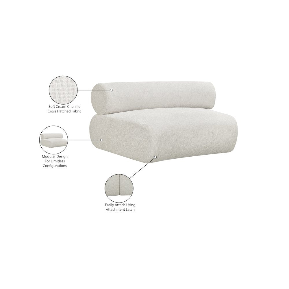 Bale Cream Chenille Fabric Modular Chair