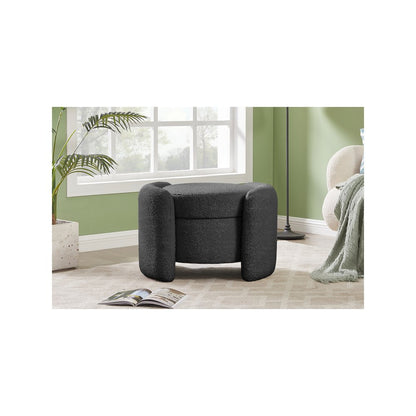 Horizon Black Boucle Fabric Ottoman