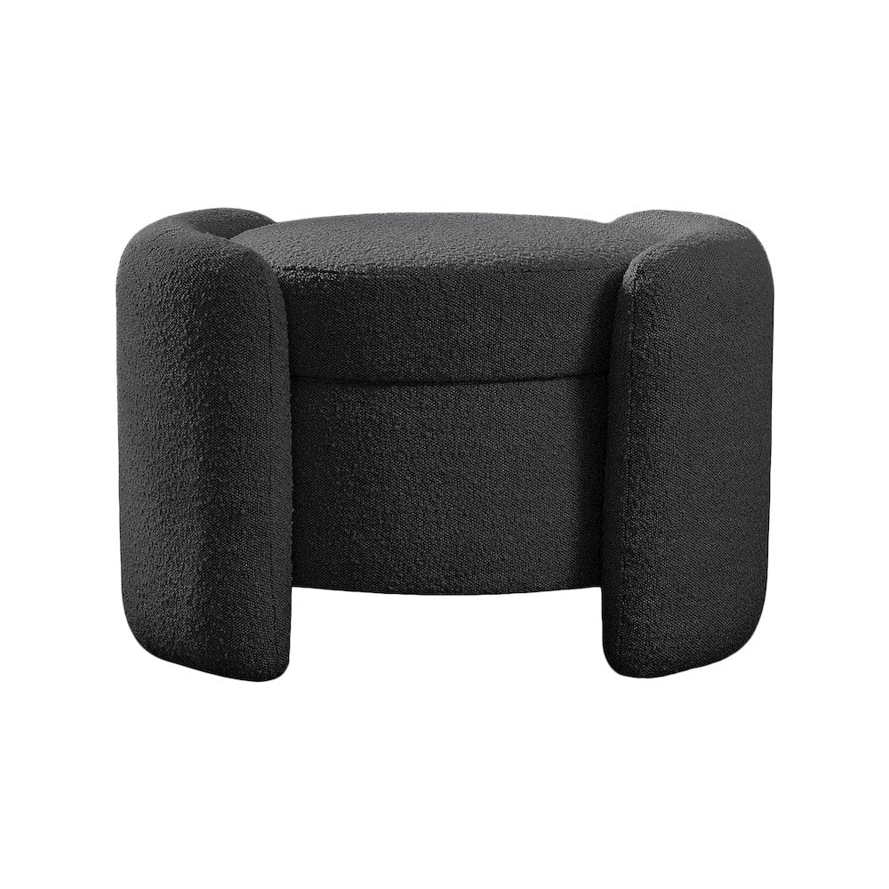 Horizon Black Boucle Fabric Ottoman