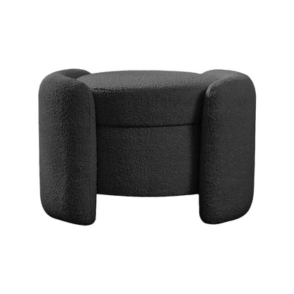 Horizon Black Boucle Fabric Ottoman