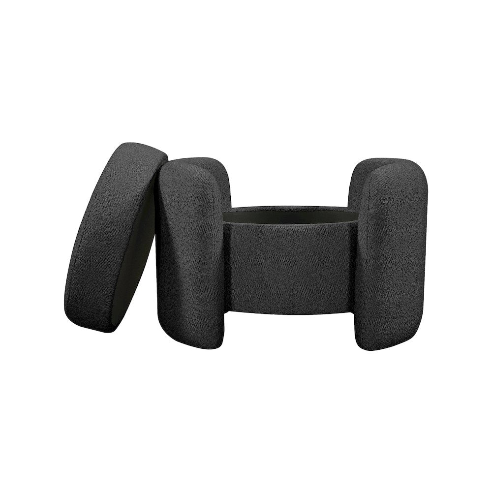 Horizon Black Boucle Fabric Ottoman