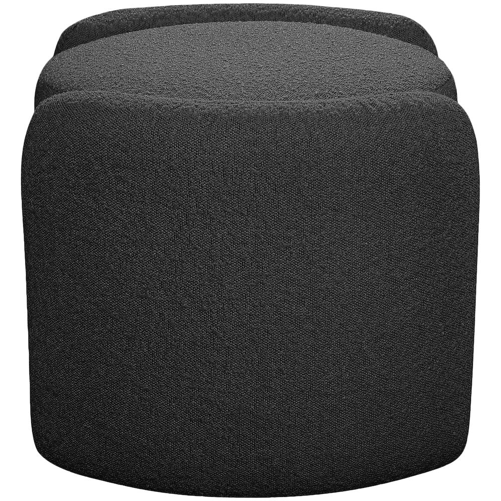 Horizon Black Boucle Fabric Ottoman