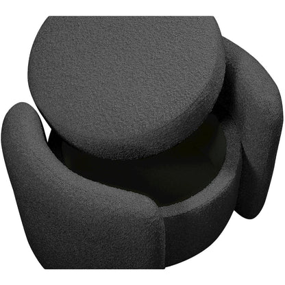 Horizon Black Boucle Fabric Ottoman
