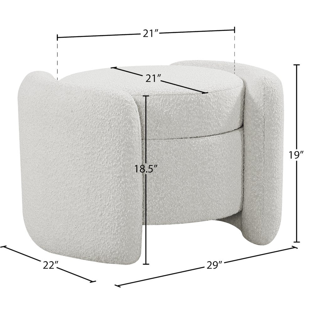 Horizon Cream Boucle Fabric Ottoman
