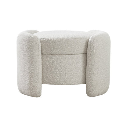 Horizon Cream Boucle Fabric Ottoman