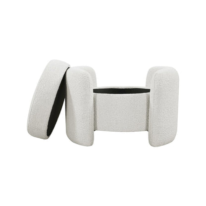 Horizon Cream Boucle Fabric Ottoman