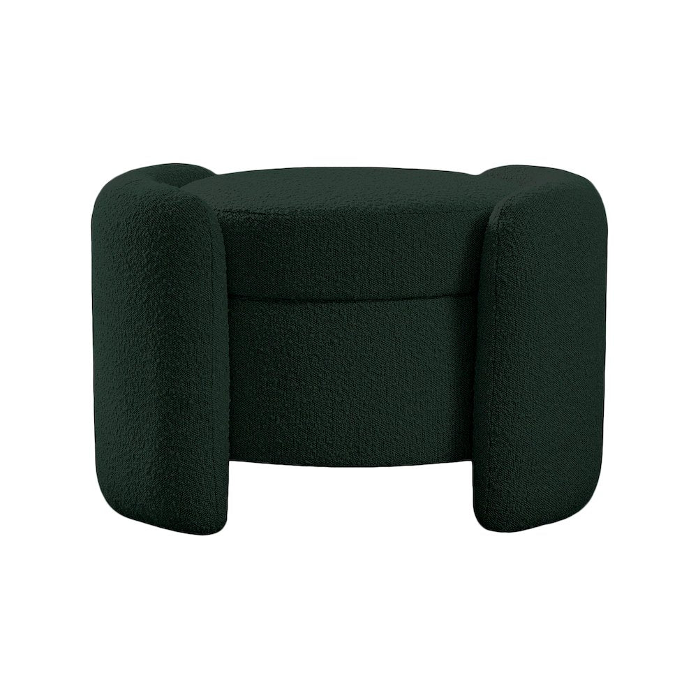 Horizon Green Boucle Fabric Ottoman