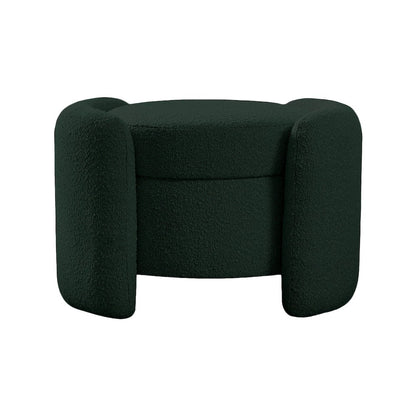 Horizon Green Boucle Fabric Ottoman