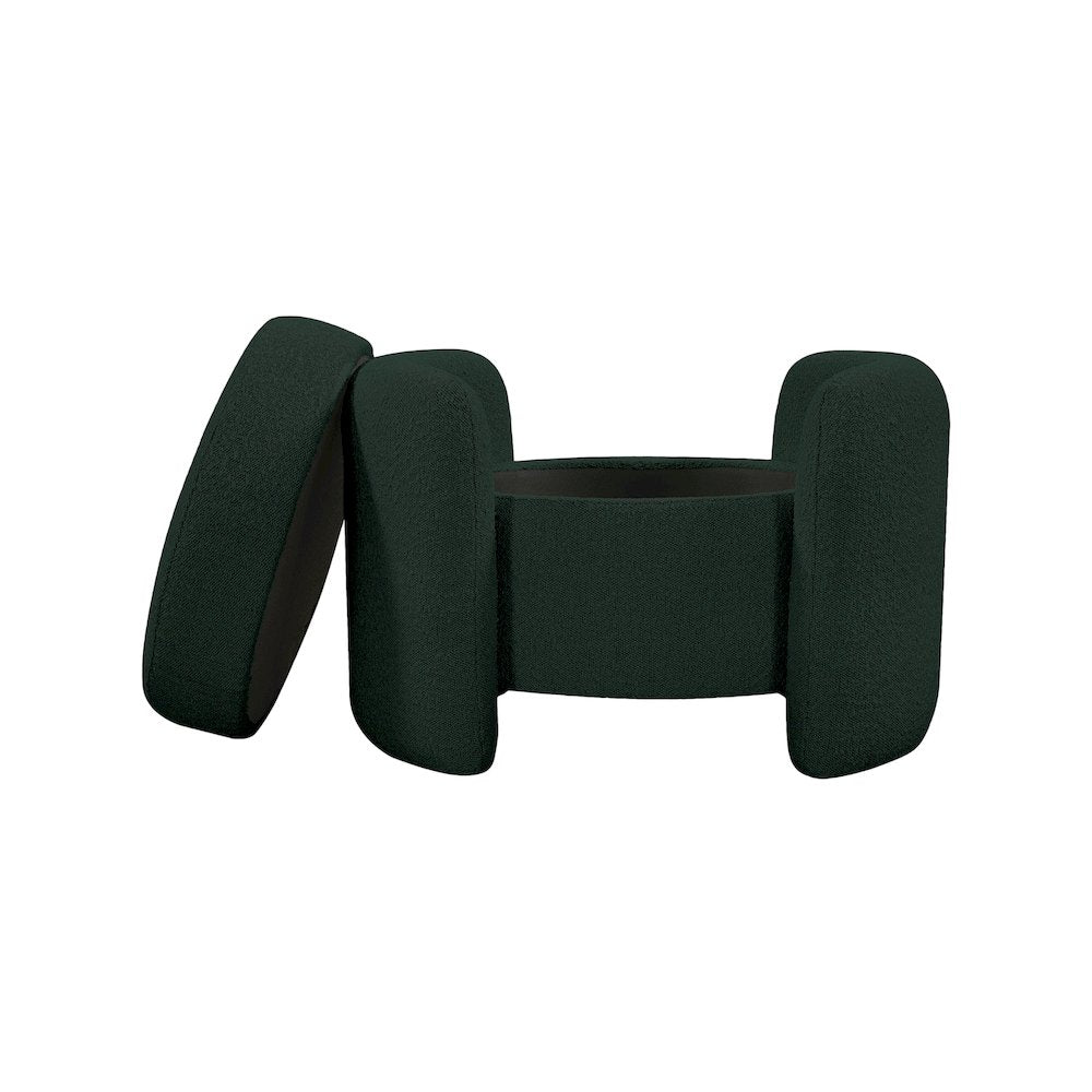 Horizon Green Boucle Fabric Ottoman