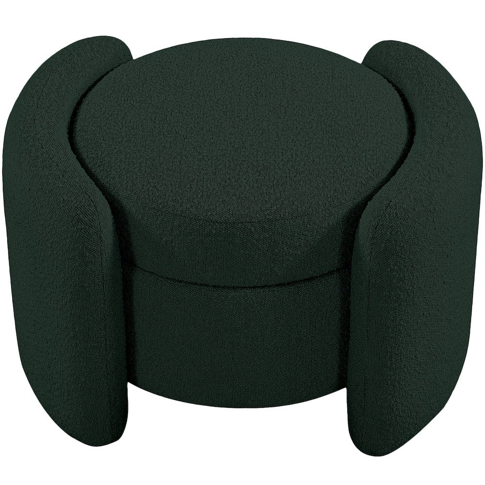 Horizon Green Boucle Fabric Ottoman