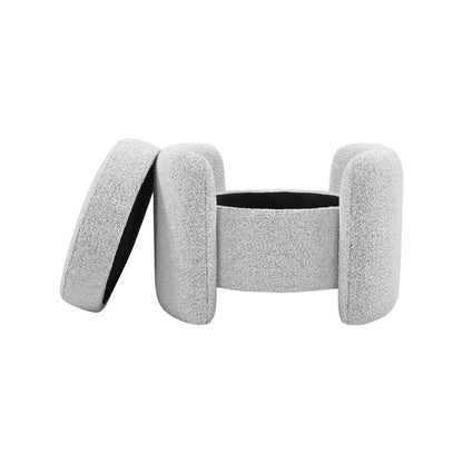 Horizon Grey Boucle Fabric Ottoman