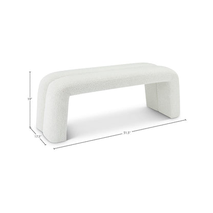 Arc Cream Boucle Fabric Bench