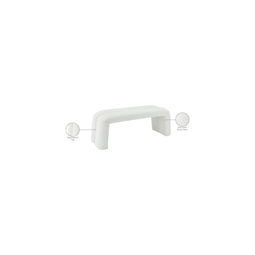 Arc Cream Boucle Fabric Bench