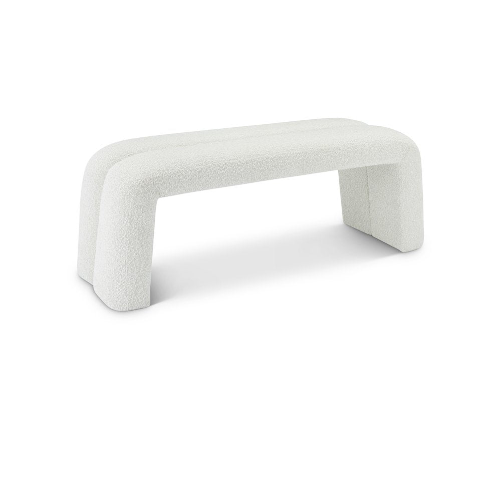 Arc Cream Boucle Fabric Bench