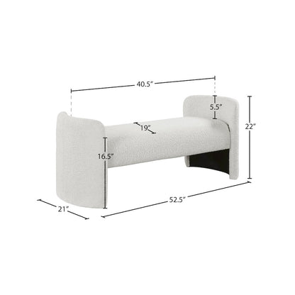 Peyton Cream Boucle Fabric Bench