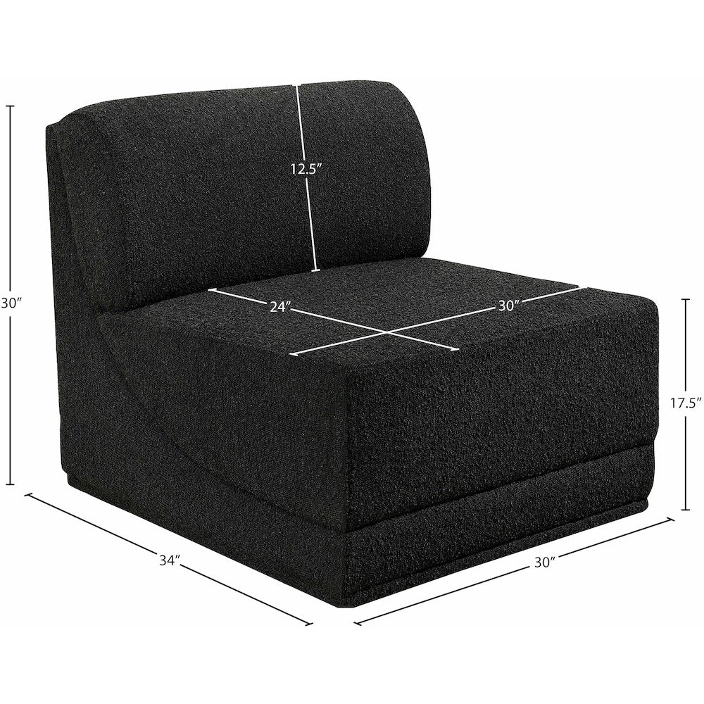 Ollie Black Boucle Fabric Armless