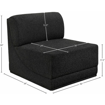 Ollie Black Boucle Fabric Armless