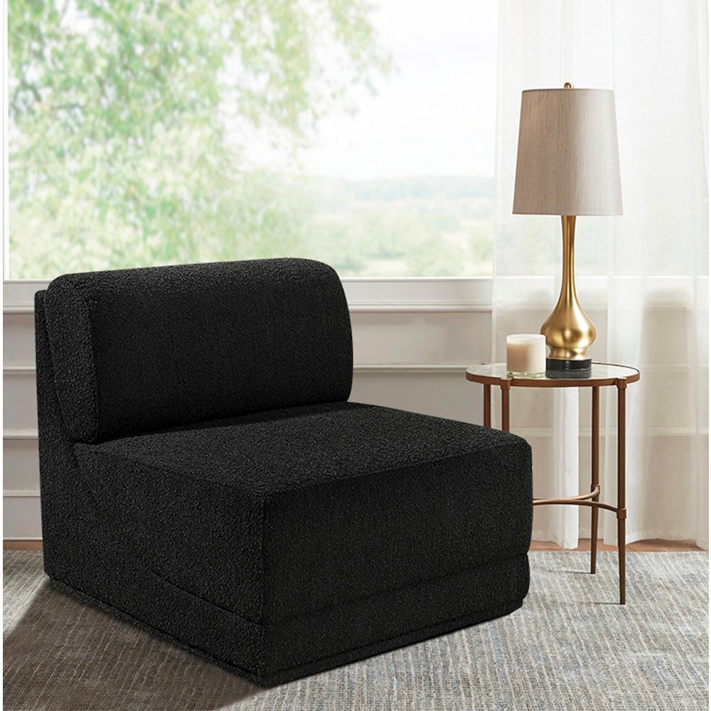 Ollie Black Boucle Fabric Armless