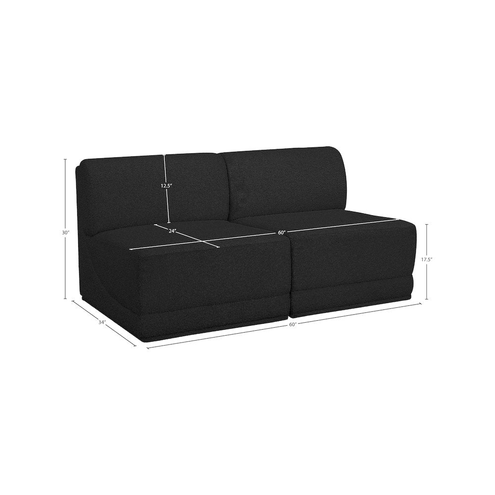 Ollie Black Boucle Fabric Modular Sofa