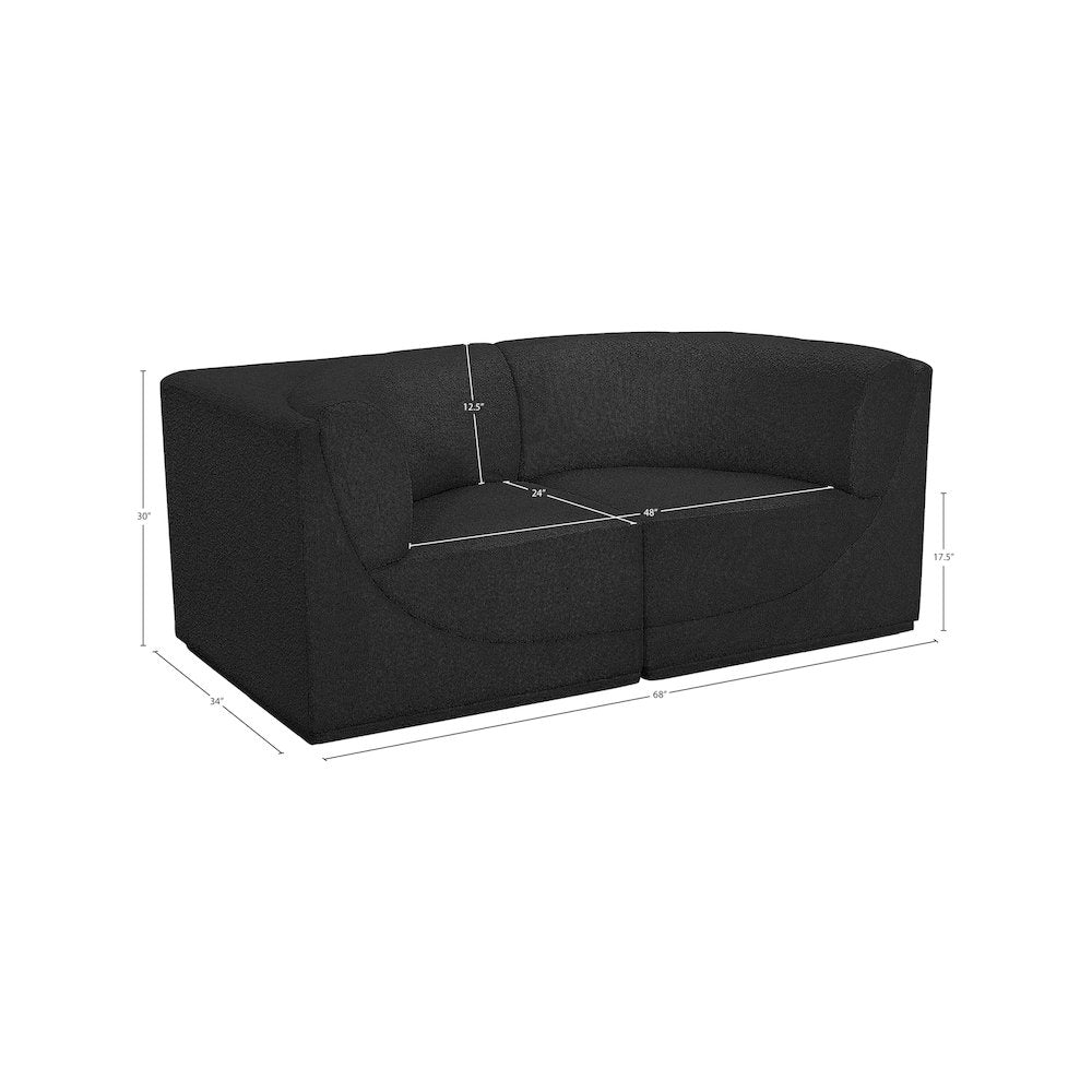 Ollie Black Boucle Fabric Modular Sofa