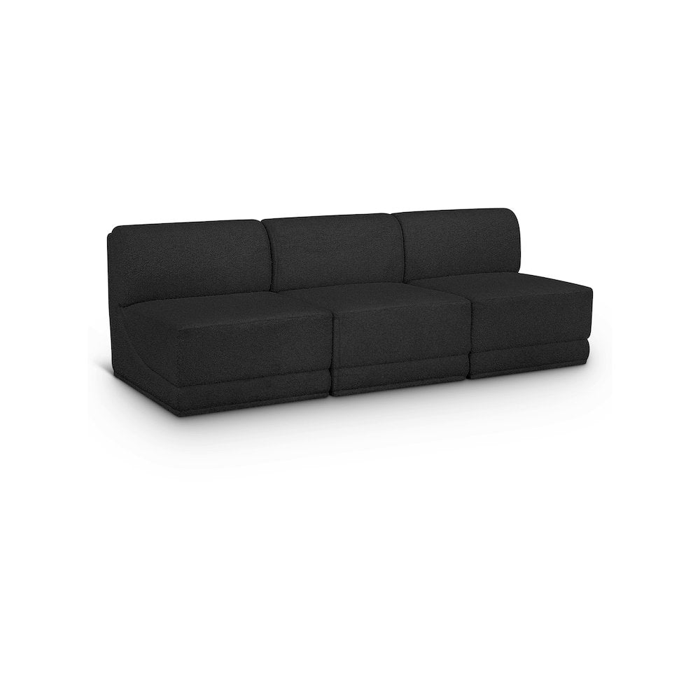 Ollie Black Boucle Fabric Modular Sofa