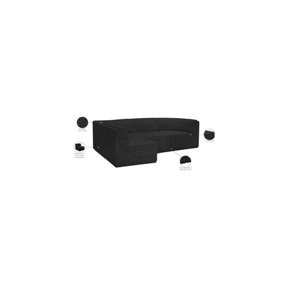 Ollie Black Boucle Fabric Modular Sectional