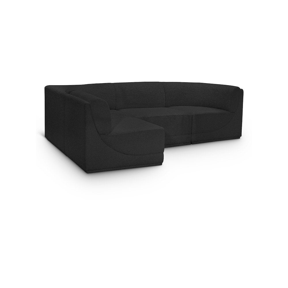 Ollie Black Boucle Fabric Modular Sectional