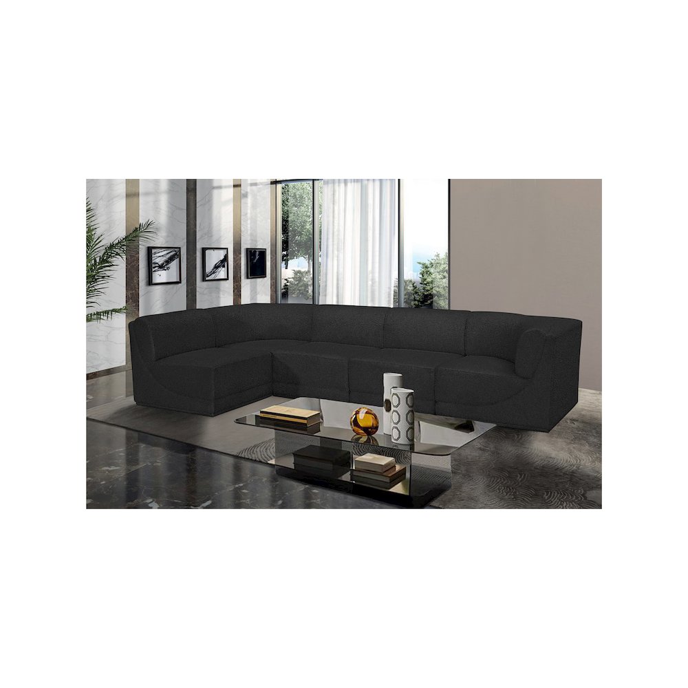 Ollie Black Boucle Fabric Modular Sectional