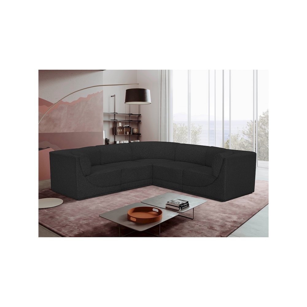 Ollie Black Boucle Fabric Modular Sectional