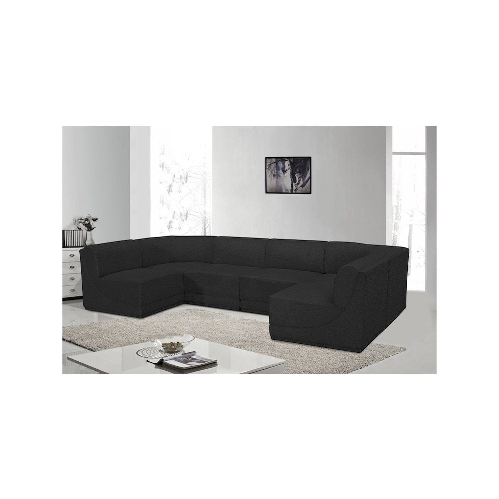 Ollie Black Boucle Fabric Modular Sectional