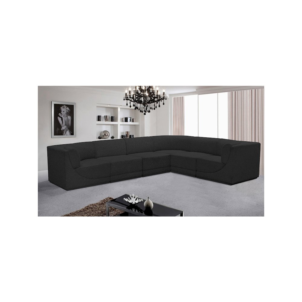 Ollie Black Boucle Fabric Modular Sectional