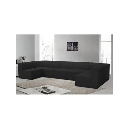 Ollie Black Boucle Fabric Modular Sectional