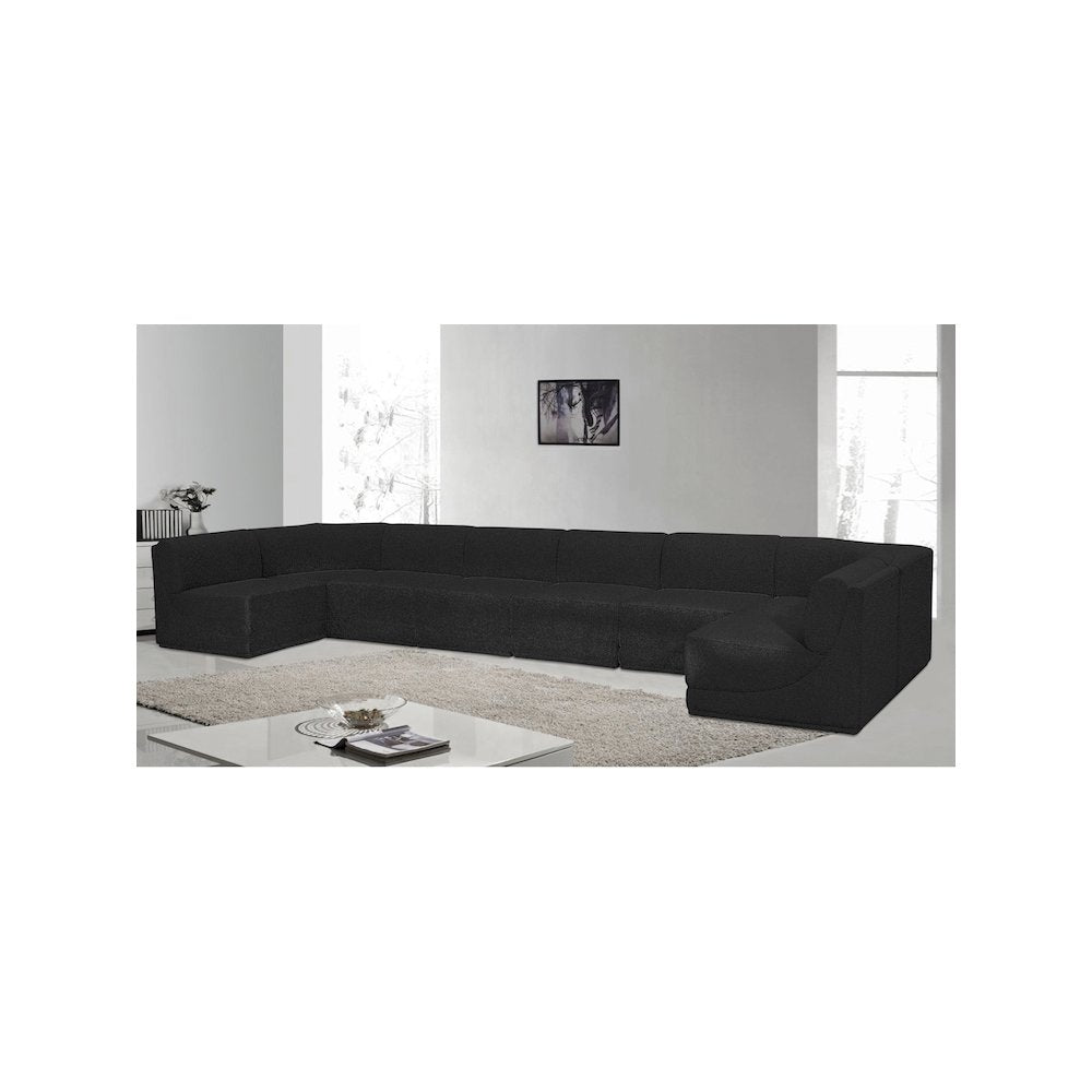 Ollie Black Boucle Fabric Modular Sectional
