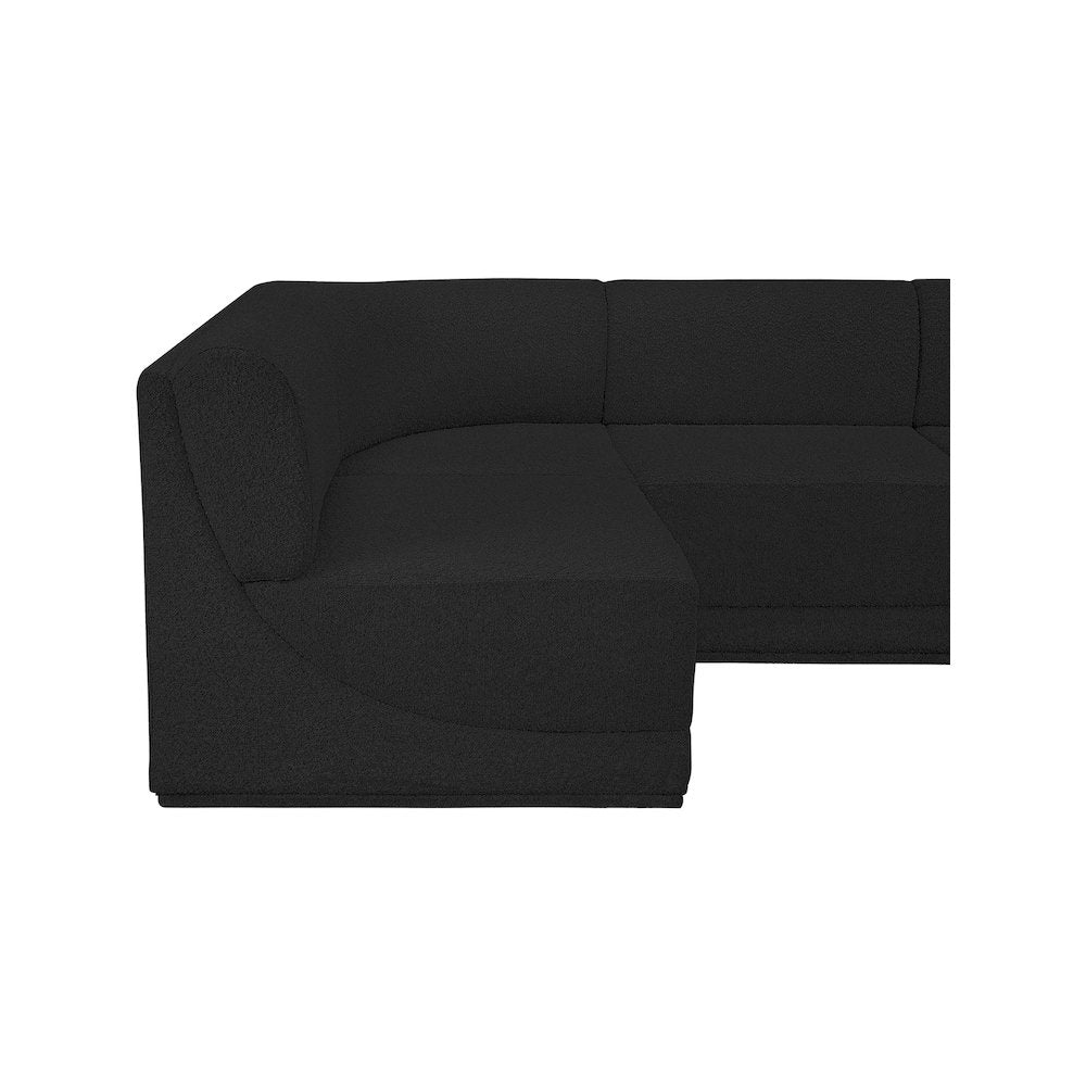 Ollie Black Boucle Fabric Modular Sectional
