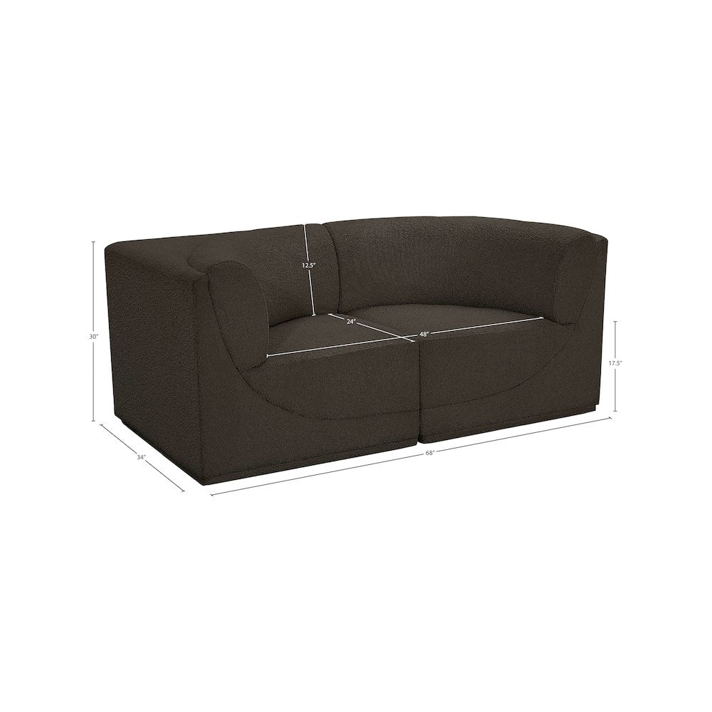 Ollie Brown Boucle Fabric Modular Sofa