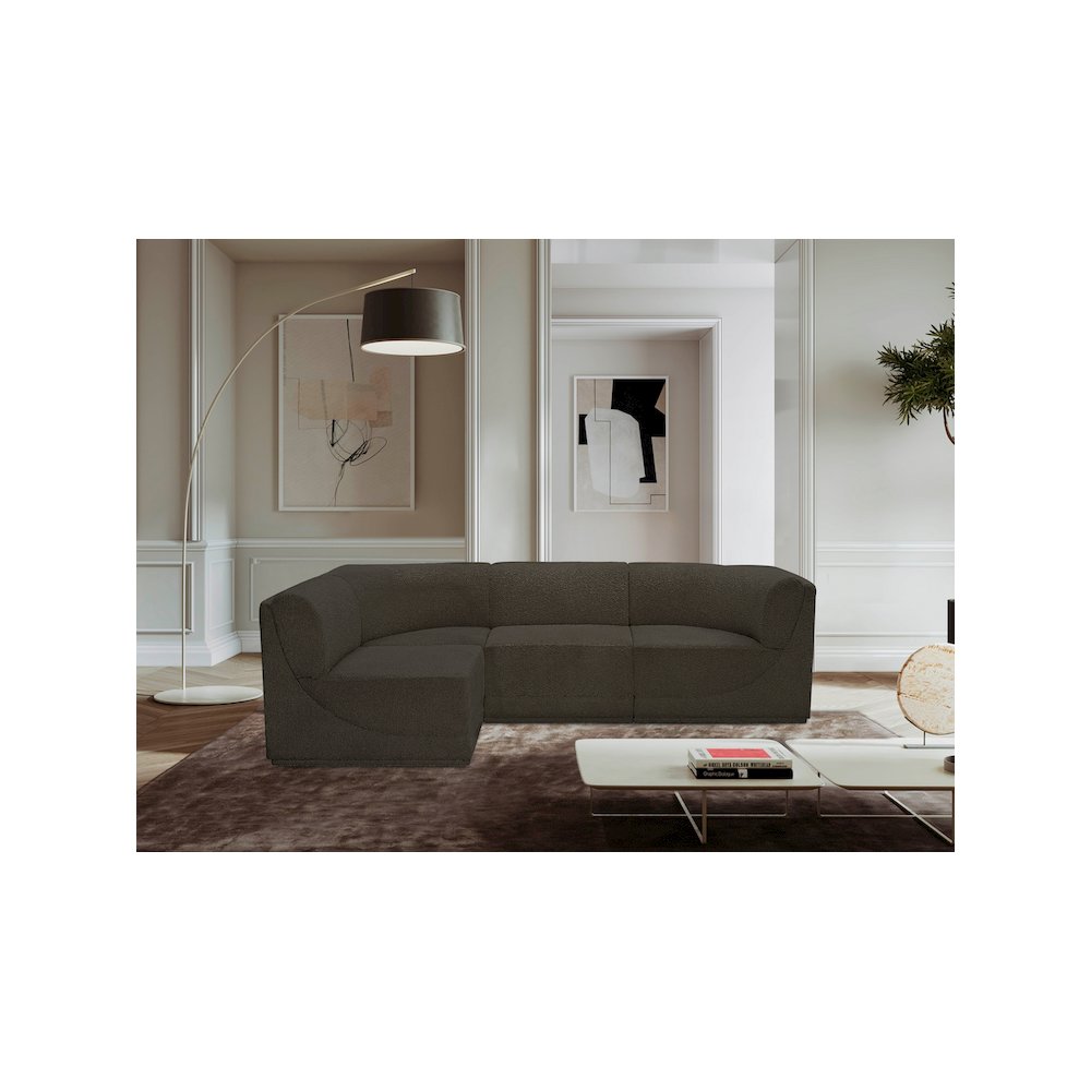Ollie Brown Boucle Fabric Modular Sectional