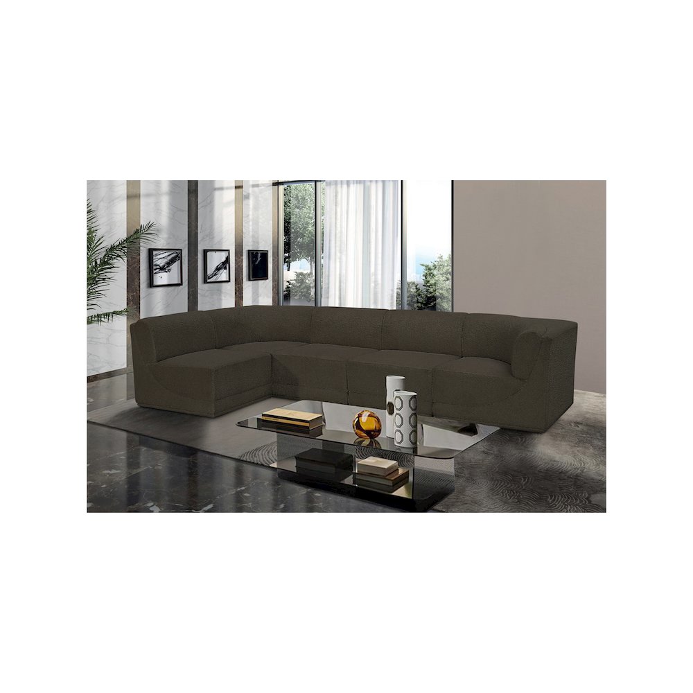 Ollie Brown Boucle Fabric Modular Sectional