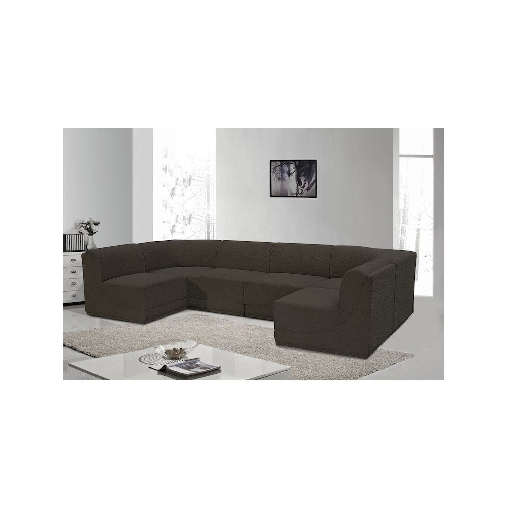 Ollie Brown Boucle Fabric Modular Sectional