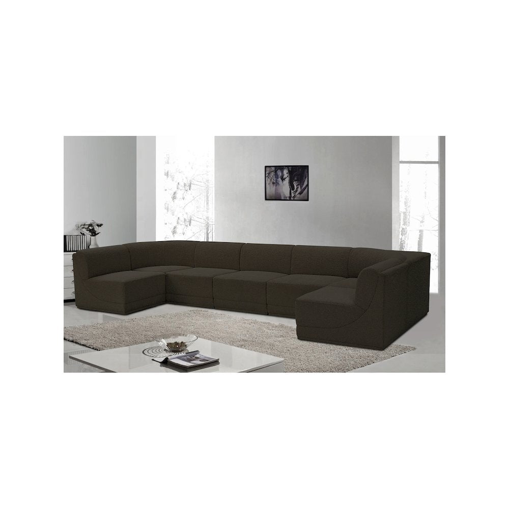 Ollie Brown Boucle Fabric Modular Sectional
