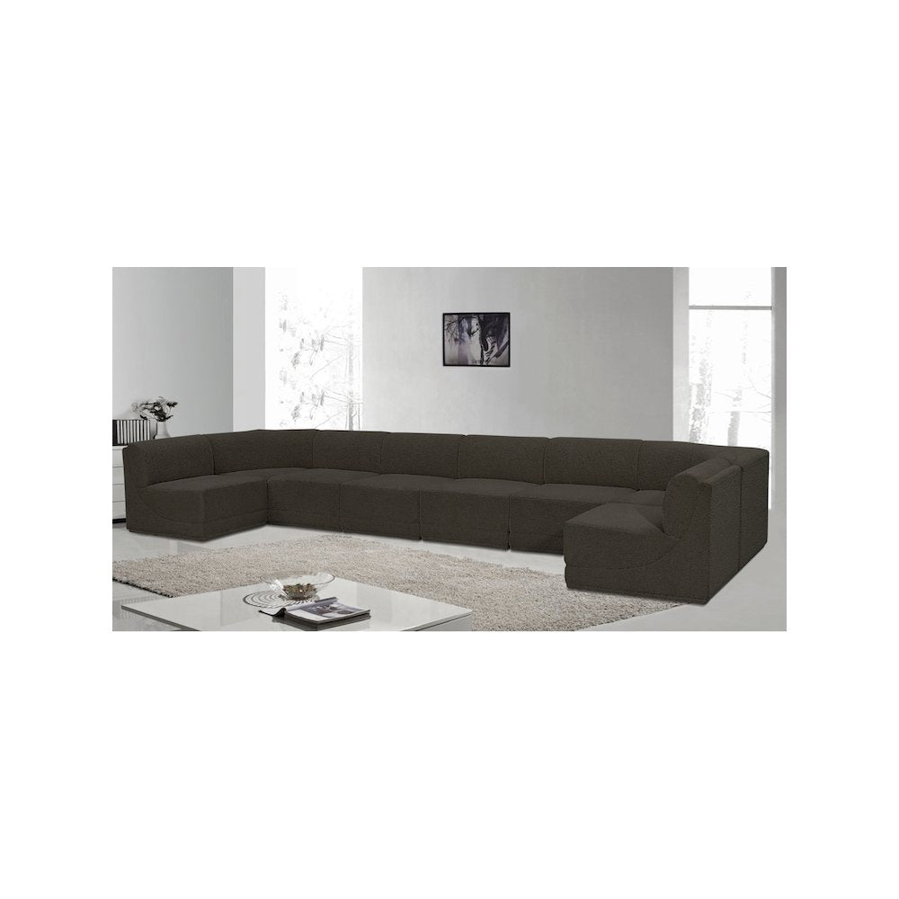 Ollie Brown Boucle Fabric Modular Sectional